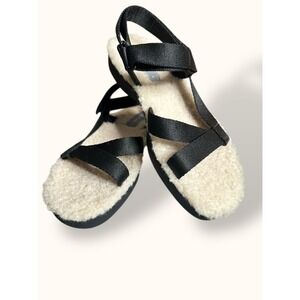 Everlane Women's Shearling Lined Sport Sandals‎ Black Size 8 Comfort Cozy